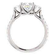 Princess Cut 3Stone Engagement Ring Side Profile