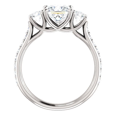 3 Stone Princess Cut Diamond Ring Side View