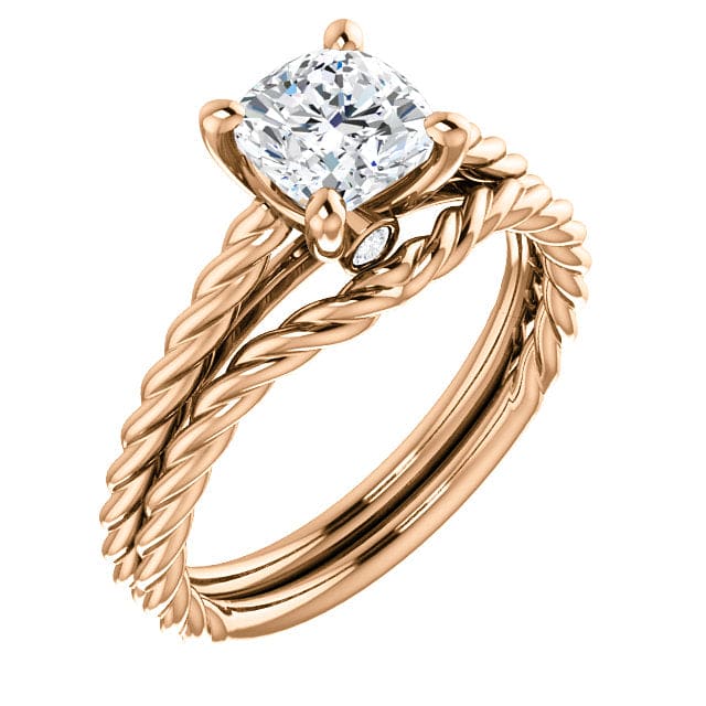 3.10 Ct. Cushion Cut Solitaire Engagement Set H Color VS2 GIA Certified