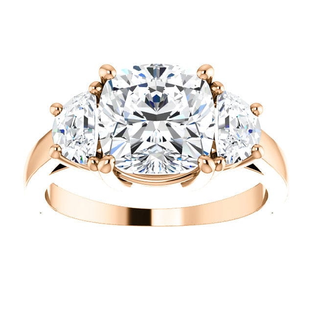 5.90 Ct. Cushion & Half Moon 3 Stone Diamond Ring H Color VS1 GIA Certified