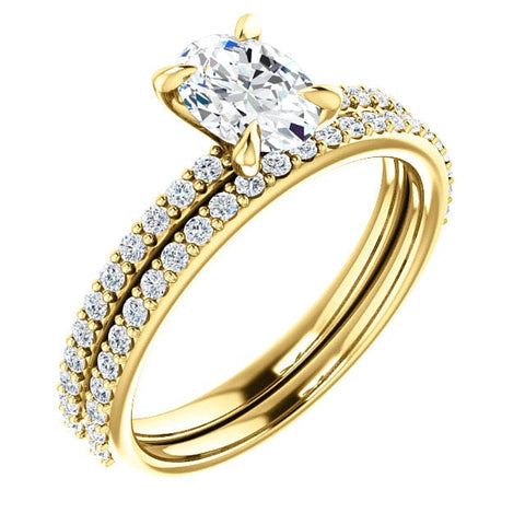 Oval Cut Diamond Ring Set Yellow Gold