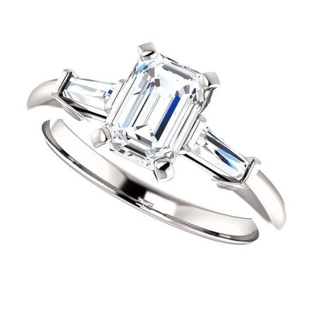 1.20 Ct. Emerald Cut 3 Stone Engagement Ring Set D Color VS1 GIA Certified