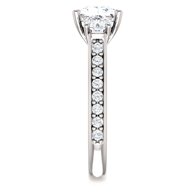 2.20 Ct. 3 Stone princess & Round Engagement Ring H Color VS1 GIA Certified