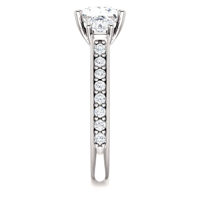 3 Stone Princess Cut Engagement Ring  Corner View