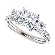 Princess Cut 3Stone Engagement Ring