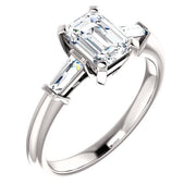 1.20 Ct. Emerald Cut 3 Stone Engagement Ring Set D Color VS1 GIA Certified