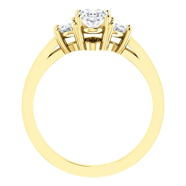 2.00 Ct. Oval Cut 3 Stone Diamond Ring with Half Moons H Color VS2 GIA Certified