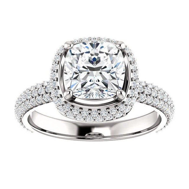 3.05 Ct. Cushion Cut Diamond Halo Engagement Ring J Color VS1 GIA Certified