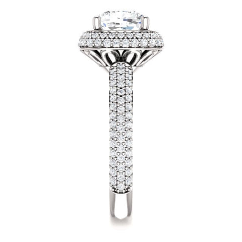3.05 Ct. Cushion Cut Diamond Halo Engagement Ring J Color VS1 GIA Certified