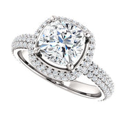 3.05 Ct. Cushion Cut Diamond Halo Engagement Ring J Color VS1 GIA Certified