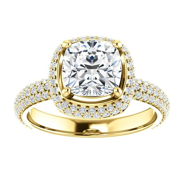 3.05 Ct. Cushion Cut Diamond Halo Engagement Ring J Color VS1 GIA Certified