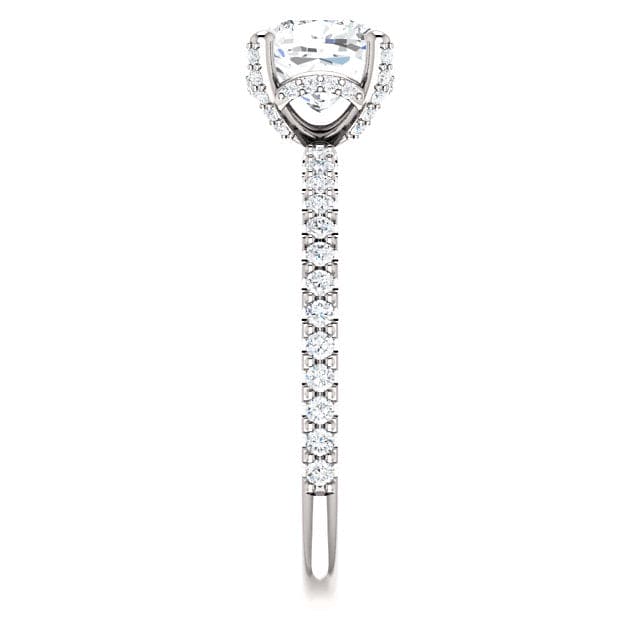 2.20 Ct. Cushion Hidden Halo Diamond Ring Set F Color VS1 GIA Certified