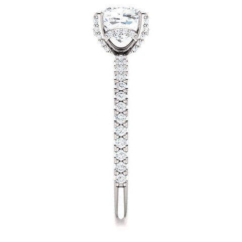 2.20 Ct. Cushion Hidden Halo Diamond Ring Set F Color VS1 GIA Certified