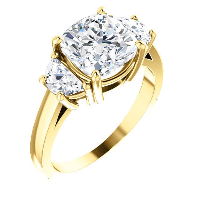 3.90 Ct. Cushion & Half Moons 3Stone Engagement Ring I Color VS2 GIA Certified
