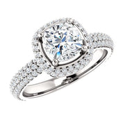 3.05 Ct. Cushion Cut Diamond Halo Engagement Ring J Color VS1 GIA Certified