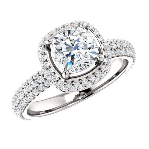 3.05 Ct. Cushion Cut Diamond Halo Engagement Ring J Color VS1 GIA Certified