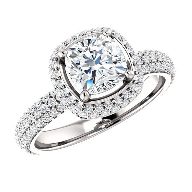 3.05 Ct. Cushion Cut Diamond Halo Engagement Ring J Color VS1 GIA Certified