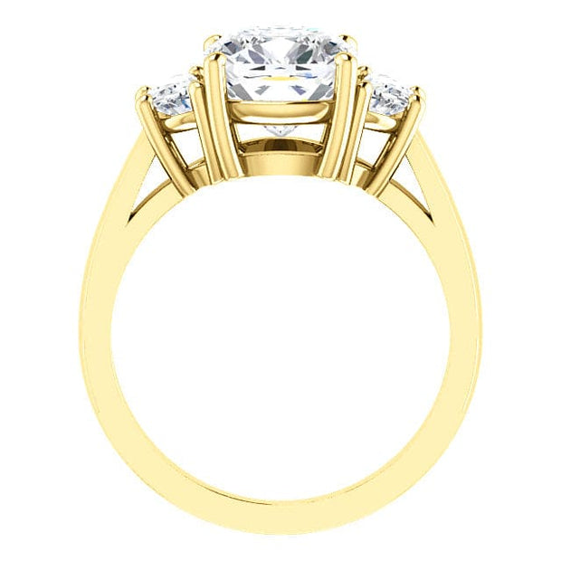 3.90 Ct. 3 Stone Cushion Cut Engagement Ring I Color VS1 GIA Certified