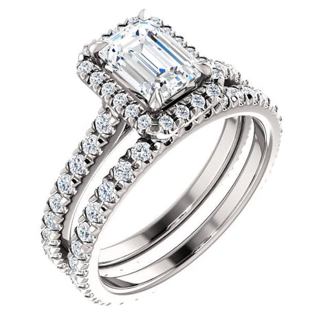 2.00 Ct. Emerald Cut Halo Engagement Set D Color VVS2 GIA Certified