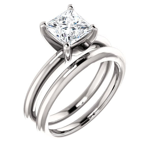 2.00 Ct. Princess Cut Solitaire Ring Set F Color VS2 GIA Certified