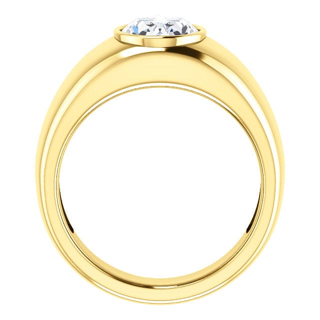Men's Oval Cut Diamond Ring Bezel Set yellow gold
