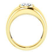 Oval Diamond Ring For Men Yellow Side View