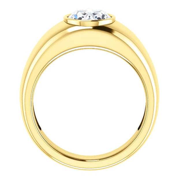 Oval Diamond Ring For Men Yellow Side View