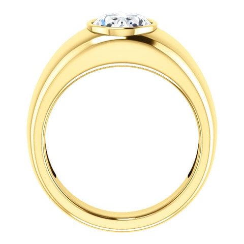 1 Carat Men's Oval Cut Engagement Ring Bezel Set F Color SI1 Clarity