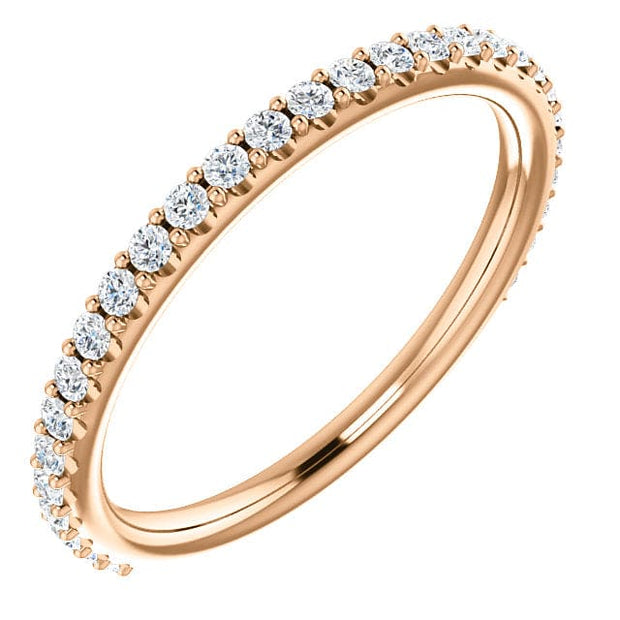 0.60 Ct U Pave Diamond Wedding Ring G Color VS1 Clarity