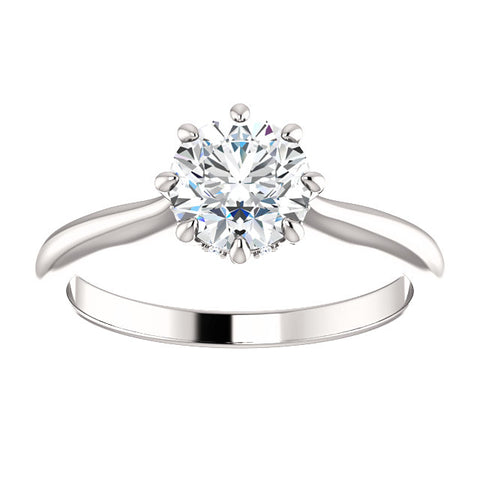 8 Prong Hidden Halo Engagement Ring Front View
