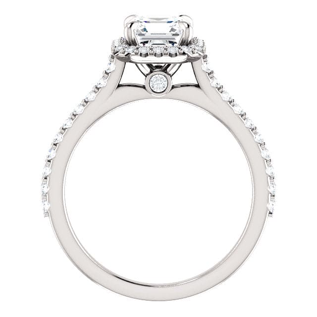 2.50 Ct. Asscher Cut Halo Engagement Ring Set H Color VS1 GIA Certified