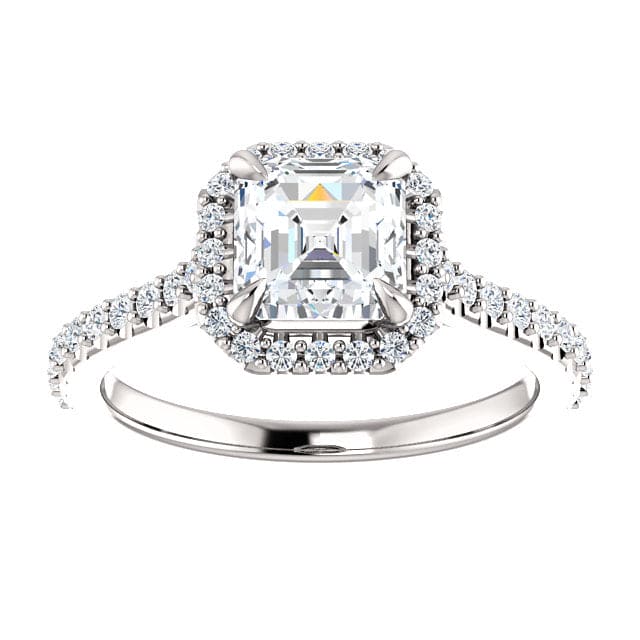 1.80 Ct. Halo Asscher Cut Engagement Ring Set H Color VS2 GIA Certified