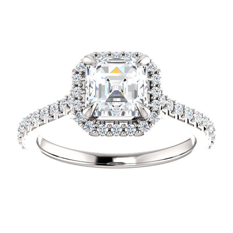2.00 Ct. Asscher Halo Engagement Ring Set F Color VS2 GIA Certified