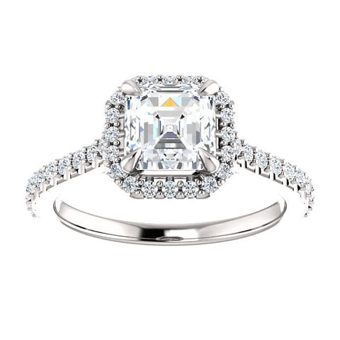 2.70 Ct. Asscher Halo Engagement Ring Set I Color VS1 Clarity GIA Certified