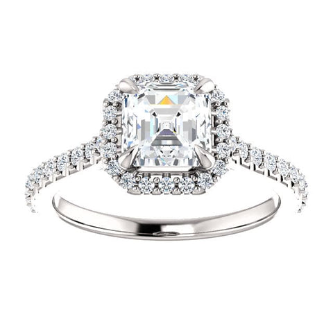 3.00 Ct. Asscher Halo Engagement Ring Set F Color VS1 GIA Certified