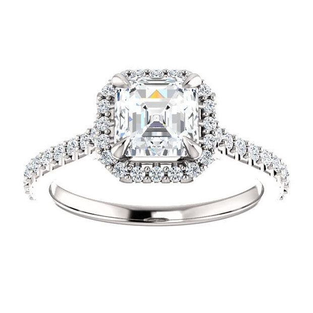 2.50 Ct. Asscher Cut Halo Diamond Ring Set I Color Internally Flawless GIA Certified