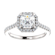 3.0 Ct. Halo Asscher Engagement Ring Set H Color VS1 GIA Certified