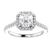 2.20 Ct. Halo Asscher Cut Engagement Ring Set H Color VS1 GIA Certified