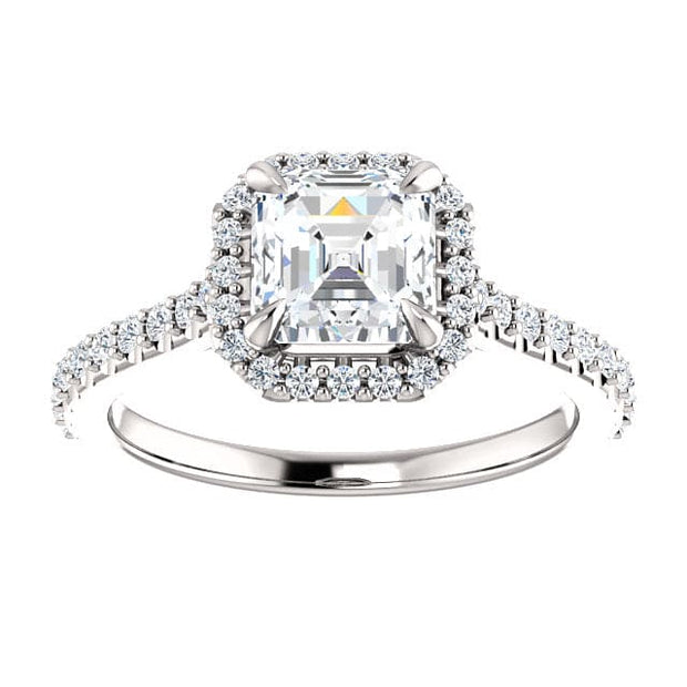 2.20 Ct. Halo Asscher Cut Engagement Ring Set H Color VS1 GIA Certified