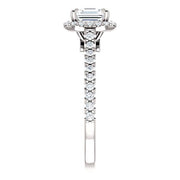 2.20 Ct. Halo Asscher Cut Engagement Ring Set H Color VS1 GIA Certified