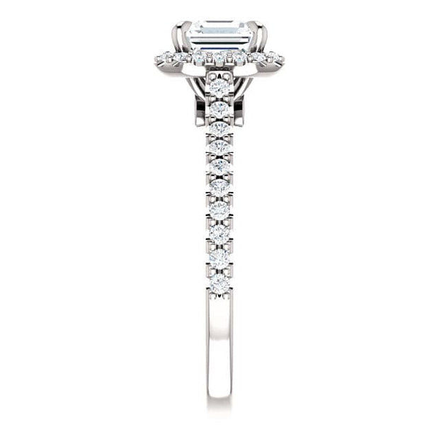 2.20 Ct. Halo Asscher Cut Engagement Ring Set H Color VS1 GIA Certified