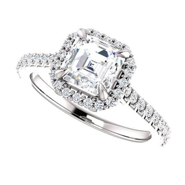 2.50 Ct. Asscher Cut Halo Diamond Ring Set I Color Internally Flawless GIA Certified