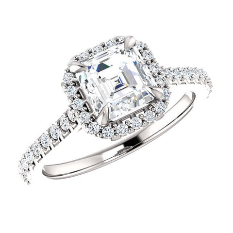 2.15 Ct. Asscher Cut Halo Engagement Ring G Color VS1 GIA Certified
