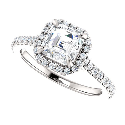 2.00 Ct. Asscher Halo Engagement Ring Set F Color VS2 GIA Certified