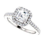 3.0 Ct. Halo Asscher Engagement Ring Set H Color VS1 GIA Certified