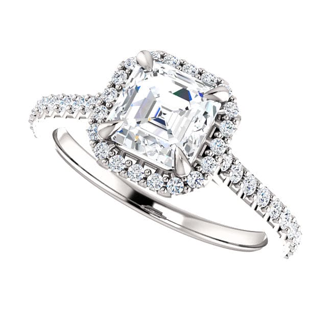 Halo Asscher Cut Diamond Engagement Set