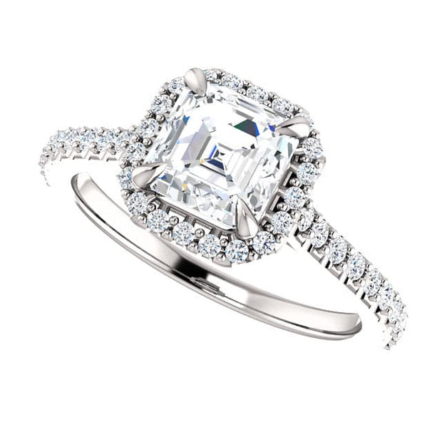 Halo Asscher Cut Diamond Engagement Set