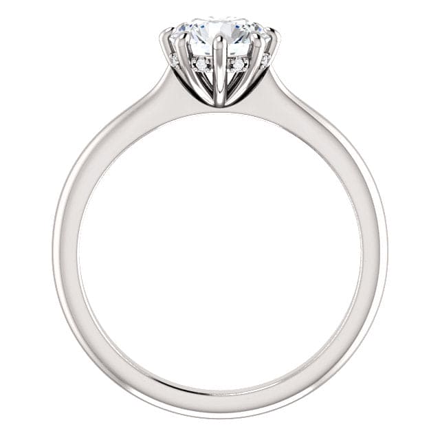 8 prong hidden halo engagement ring side profile