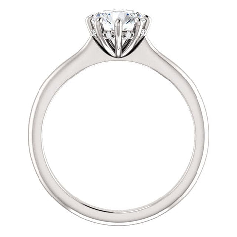 8 Prong Hidden Halo Engagement Ring Side Profile