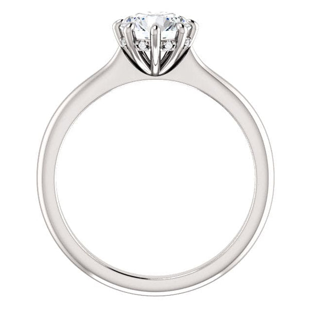 8 Prong Hidden Halo Engagement Ring Side Profile